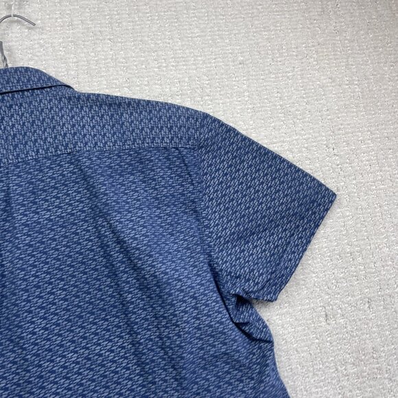 Anthony of London Blue Fish AOP Short Sleeves Dress Button Up Shirt Men Size L - Picture 14 of 14